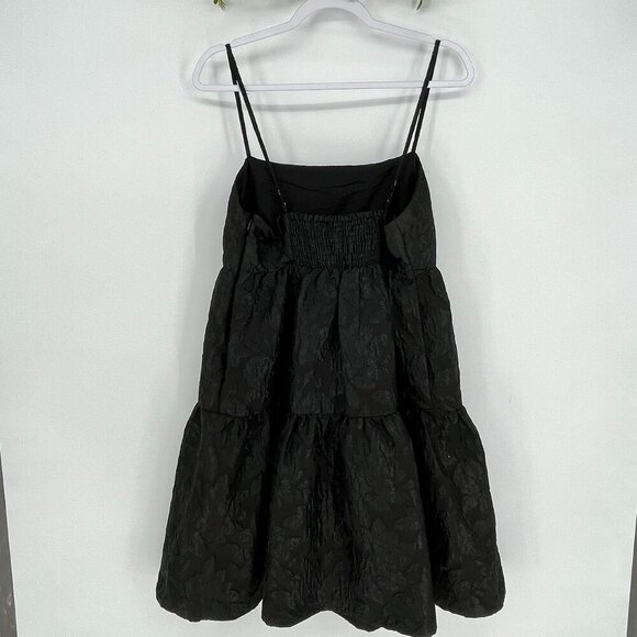 J. Crew Dress Size 10 tiered, black, brocade Babydoll Formal Adjustable Straps - Picture 6 of 13